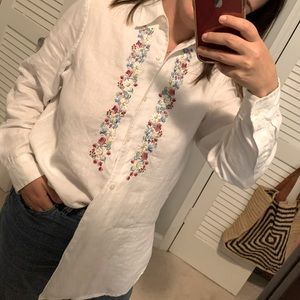 VINTAGE Ralph Lauren Linen Embroidered Blouse